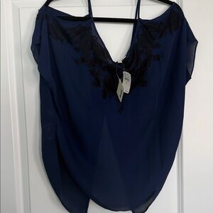 Haute Hippie Navy NWT Top with Black Lace